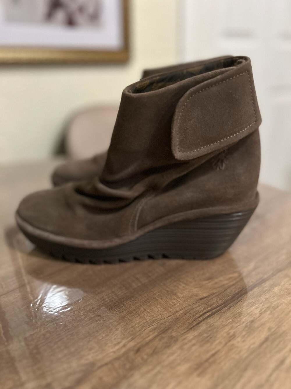 Fly London Yebi Suede Wedge Ankle Boots in Brown